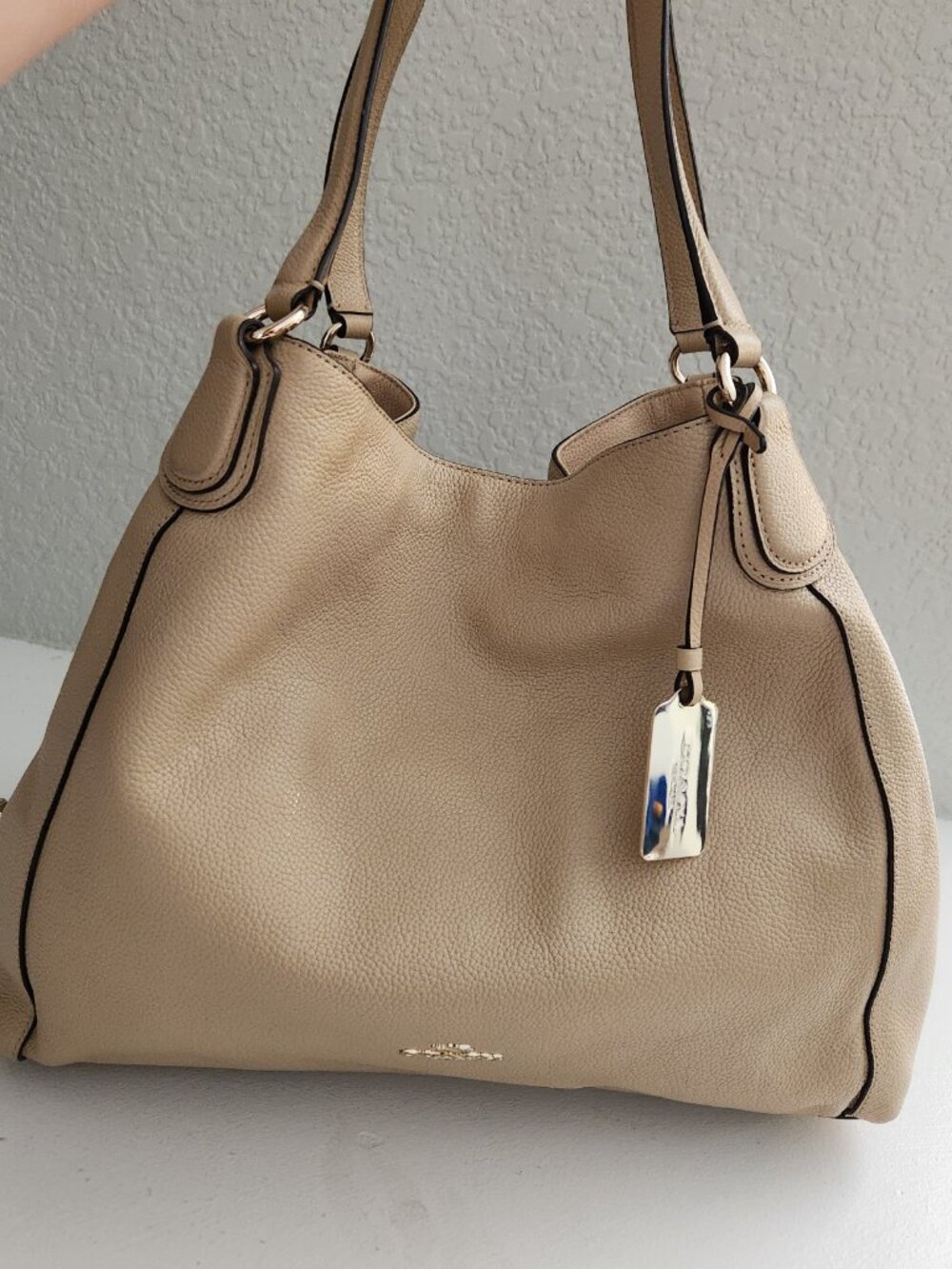 Coach Edie Brown Leather Shoulder Bag Tote Purse